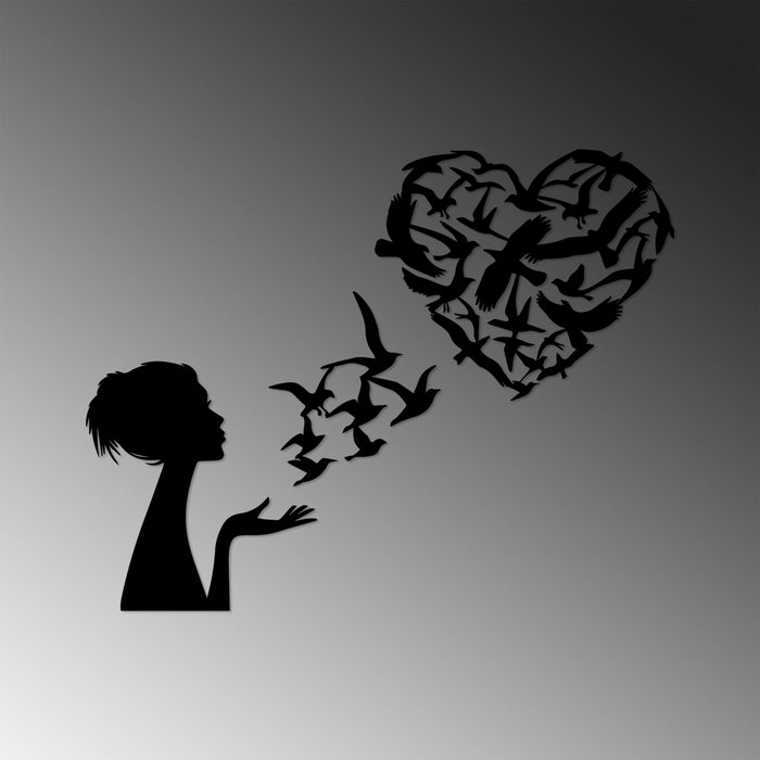Wallity Birds Woman Heart - 465 Escultura de pared